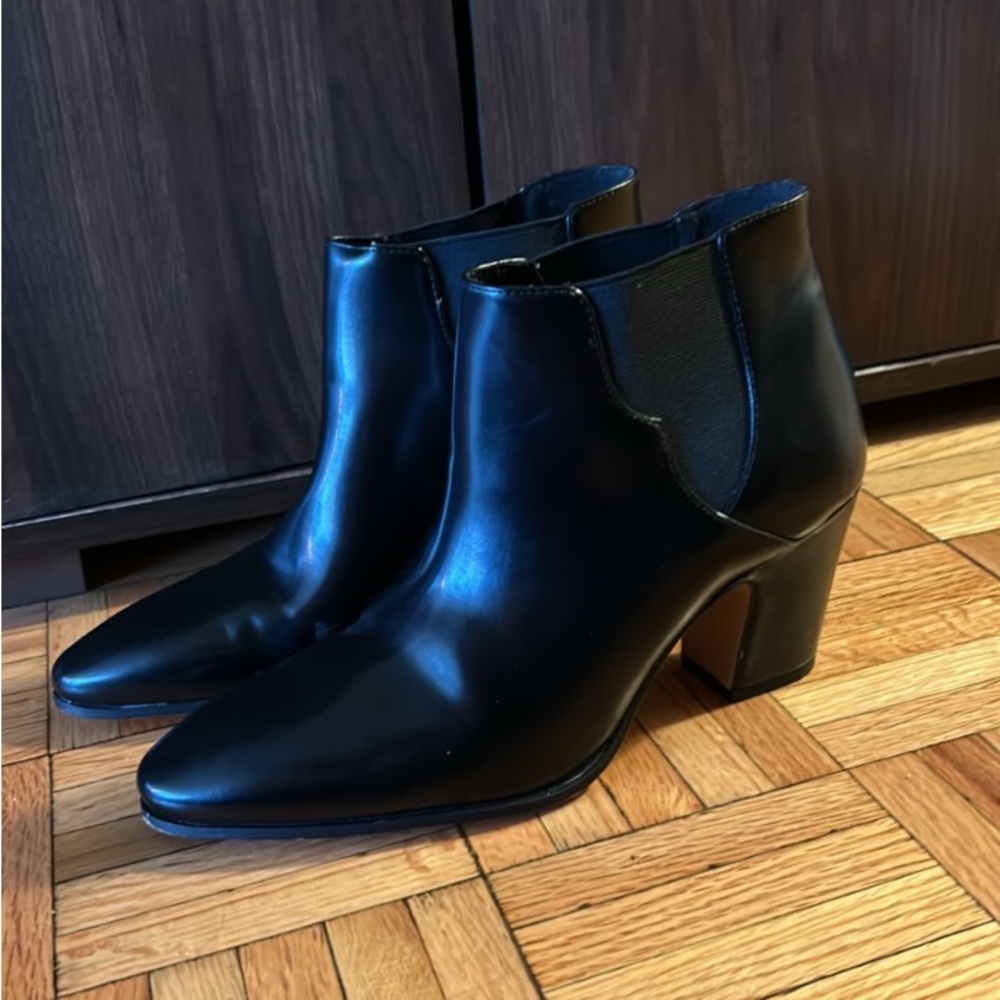 Black leather booties